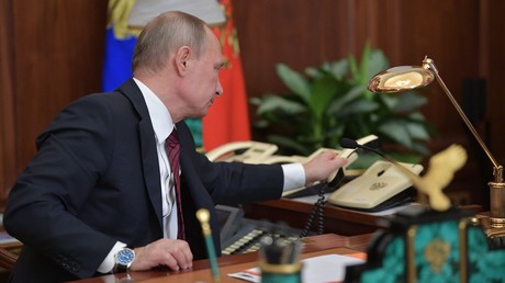 Russian President Vladimir Putin after his telephone conversation © Alexei Druzhinin