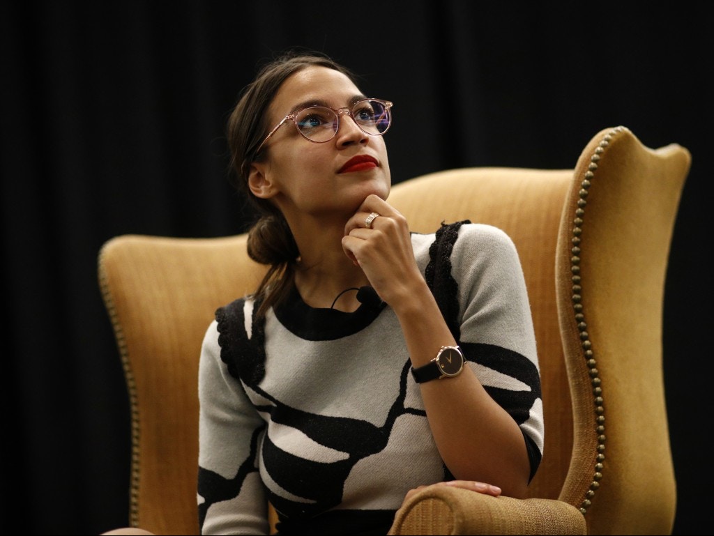 New York congressional candidate Alexandria Ocasio-Cortez participates in a a town hall held in support of Kerri Evelyn Harris, Democratic candidate for U.S. Senate in Delaware, Friday, Aug. 31, 2018, at the University of Delaware in Newark, Del. (AP Photo/Patrick Semansky)